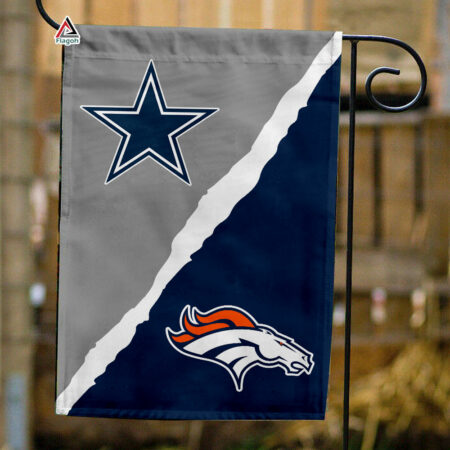 Cowboys vs Broncos House Divided Flag, NFL House Divided Flag