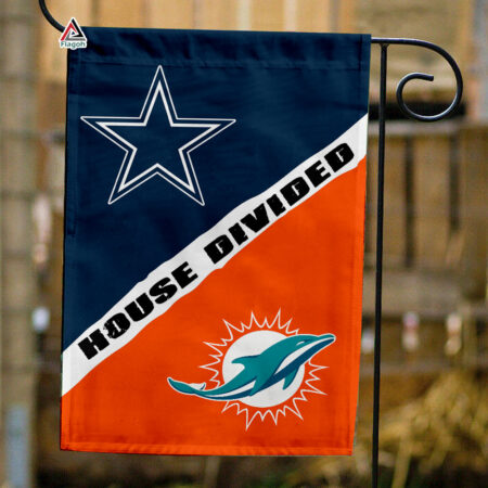 Cowboys vs Dolphins House Divided Flag, NFL House Divided Flag