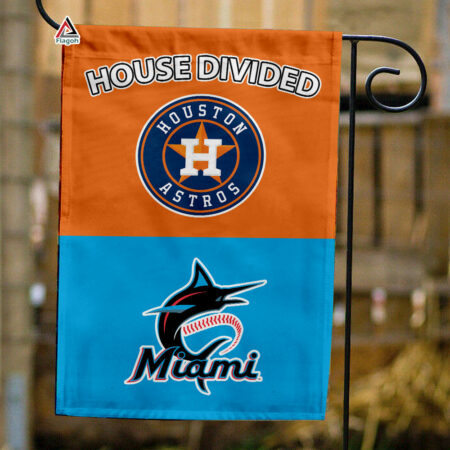 Astros vs Marlins House Divided Flag, MLB House Divided Flag