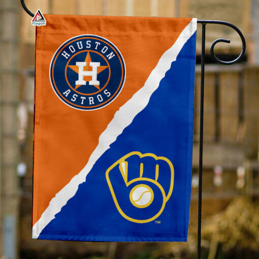 Astros vs Brewers House Divided Flag, MLB House Divided Flag