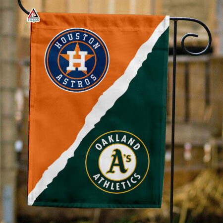 Astros vs Athletics House Divided Flag, MLB House Divided Flag