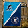 Marlins vs Astros House Divided Flag, MLB House Divided Flag
