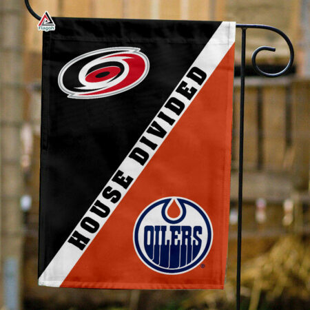 Hurricanes vs Oilers House Divided Flag, NHL House Divided Flag