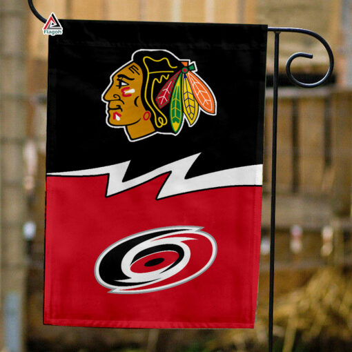 Blackhawks vs Hurricanes House Divided Flag, NHL House Divided Flag