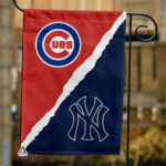 Cubs vs Yankees House Divided Flag, MLB House Divided Flag