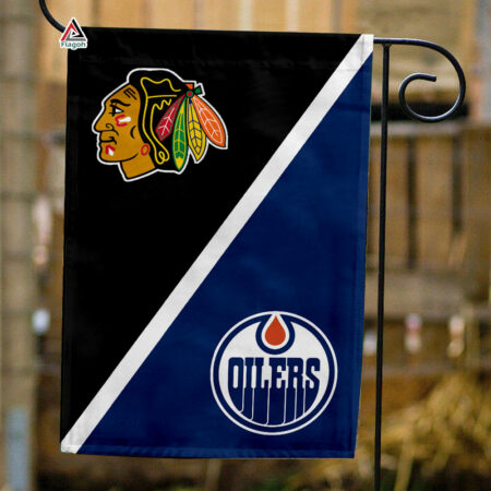 Blackhawks vs Oilers House Divided Flag, NHL House Divided Flag