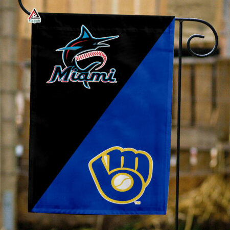 Marlins vs Brewers House Divided Flag, MLB House Divided Flag