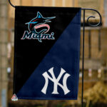 Marlins vs Yankees House Divided Flag, MLB House Divided Flag