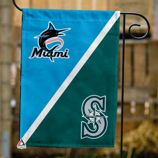 Marlins vs Mariners House Divided Flag, MLB House Divided Flag