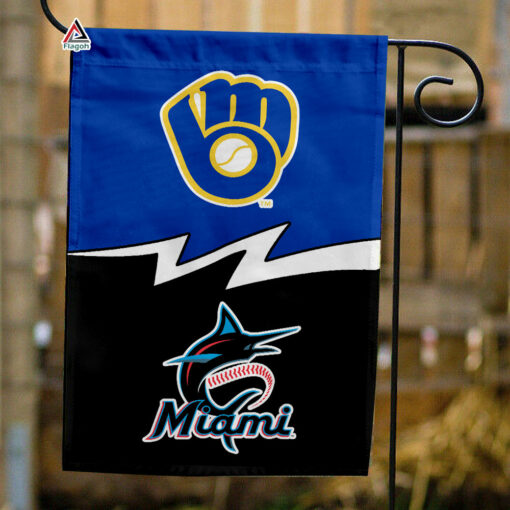 Brewers vs Marlins House Divided Flag, MLB House Divided Flag