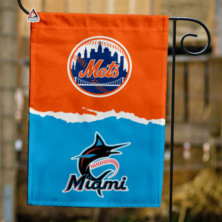 Mets vs Marlins House Divided Flag, MLB House Divided Flag