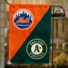 Mets vs Athletics House Divided Flag, MLB House Divided Flag