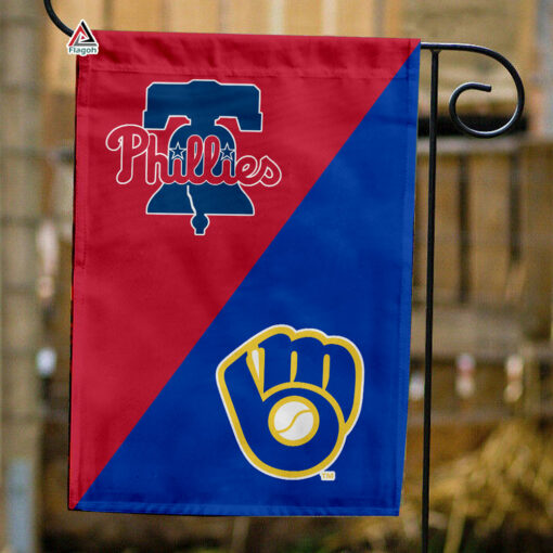 Phillies vs Brewers House Divided Flag, MLB House Divided Flag