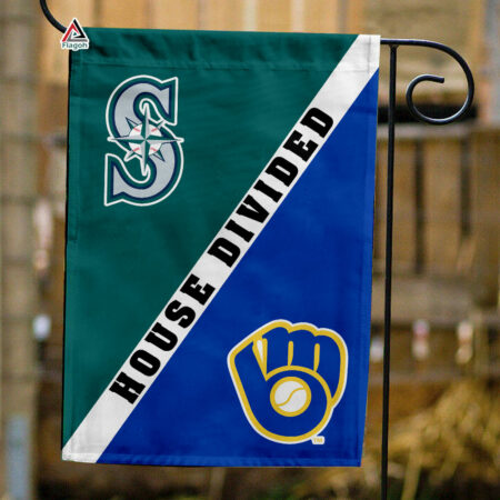 Mariners vs Brewers House Divided Flag, MLB House Divided Flag