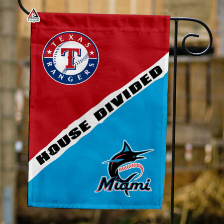 Rangers vs Marlins House Divided Flag, MLB House Divided Flag