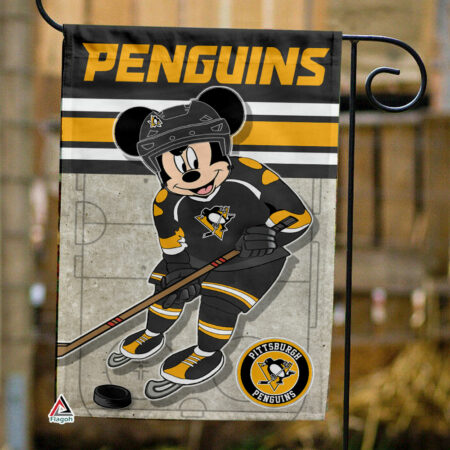 Pittsburgh Penguins x Mickey Hockey Flag, Pittsburgh Penguins Flag, NHL Premium Flag