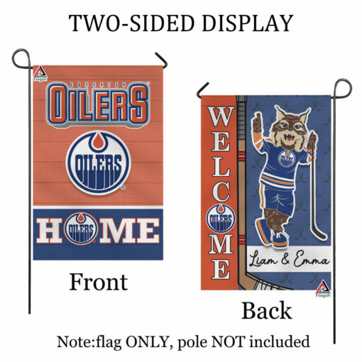 Edmonton Oilers Hockey Flag, Hunter Personalized Ice Hockey Fan Welcome Flags, Custom Family Name NHL Premium Decor