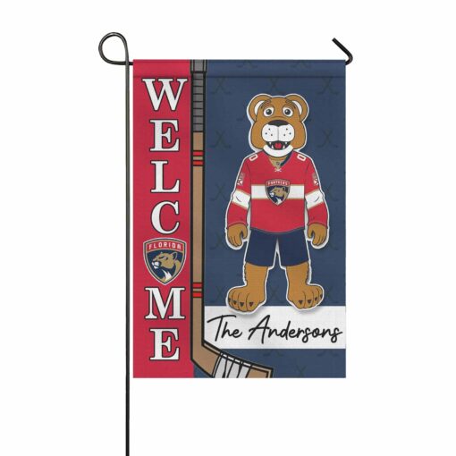 Florida Panthers Hockey Flag, Stanley Mascot Personalized Ice Hockey Fan Welcome Flags, Custom Family Name NHL Premium Decor