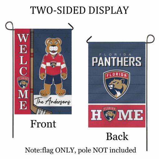 Florida Panthers Hockey Flag, Stanley Mascot Personalized Ice Hockey Fan Welcome Flags, Custom Family Name NHL Premium Decor