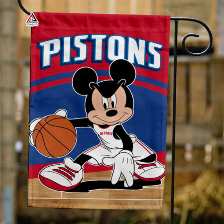 Detroit Pistons x Mickey Basketball Flag, NBA Premium Flag