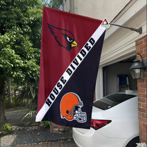Cardinals vs Browns House Divided Flag, NFL House Divided Flag