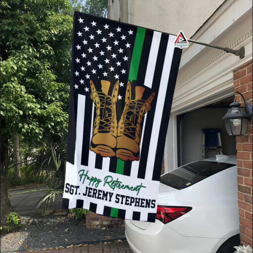 Custom Retirement Soldier Flag, Personalised American Thin Green Line Flag, Support Troops USA Flag