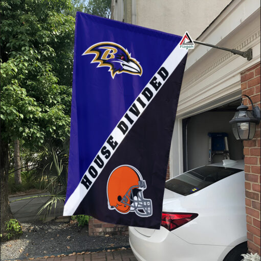 Ravens vs Browns House Divided Flag, NFL House Divided Flag