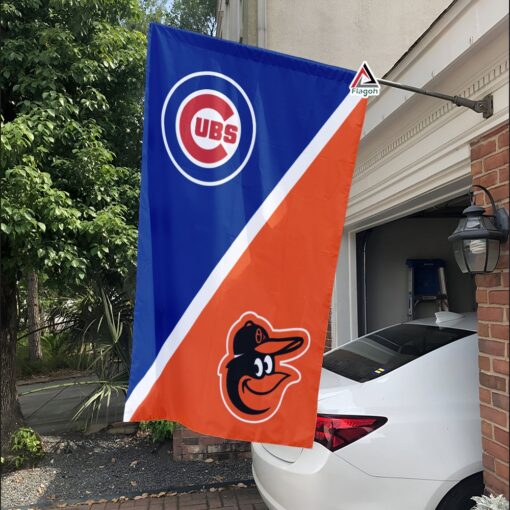 Cubs vs Orioles House Divided Flag, MLB House Divided Flag