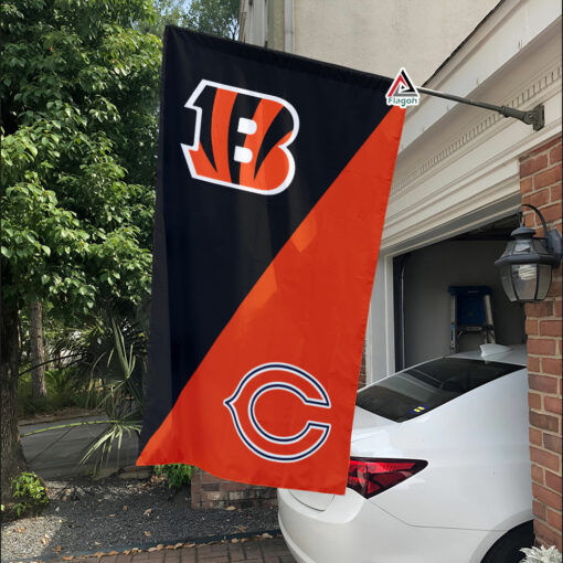 Bengals vs Bears House Divided Flag, NFL House Divided Flag