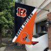 Cincinnati Bengals vs Cleveland Browns House Divided Flag, NFL House Divided Flag
