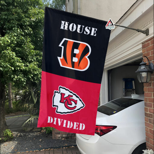 Bengals vs Chiefs House Divided Flag, NFL House Divided Flag