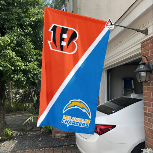 Bengals vs Chargers House Divided Flag, NFL House Divided Flag