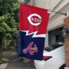 Reds vs Braves House Divided Flag, MLB House Divided Flag