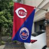 Reds vs Mets House Divided Flag, MLB House Divided Flag