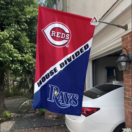 Reds vs Rays House Divided Flag, MLB House Divided Flag
