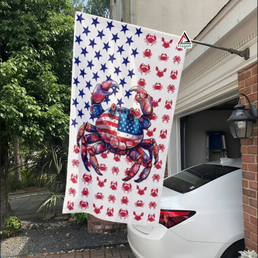 Crab Patriotic Flag, Happy 4th July Flag, American Crab Freedom Day