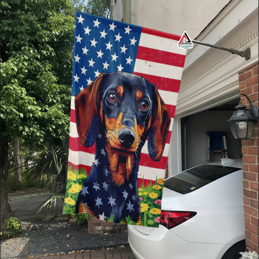 Dachshund Dog Breed Patriotic Flag, Happy 4th July Flag, Dachshund Dog Independence Day Flag