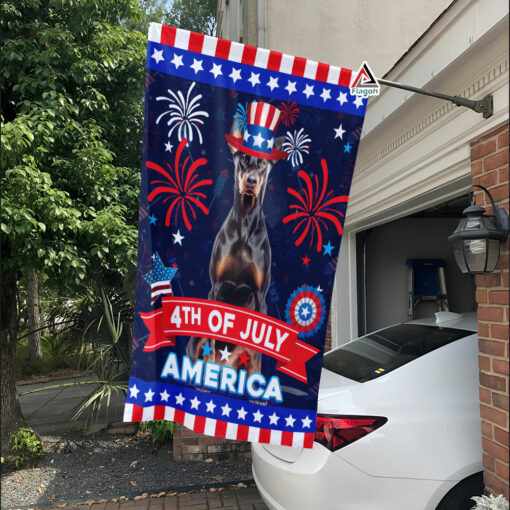 Doberman Dog Breed Patriotic Flag, Happy 4th July Flag, Doberman Dog Independence Day Flag