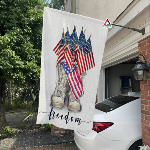Freedom Boots Garden Flag, Patriotic Independence Day Flag, 4th of July Memorial Day Home Decor
