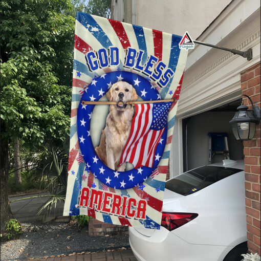 Patriotic Golden Retriever Flag, God Bless America Independence Day Dog Flag