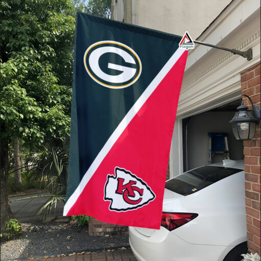 Packers vs Chiefs House Divided Flag, NFL House Divided Flag