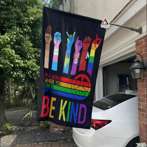 Be Kind Hippie Flag, Peace LGBTQ Kindness Flag, Be Kind Hand Sign Home Decor