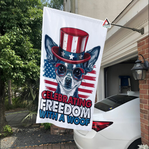 Celebrating Freedom with a Woof American Flag, Chihuahua Dog Breed Patrotic USA Flag
