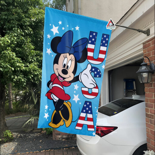 Minnie Mouse American Welcome Garden Flag, Patriotic USA Disney Flag