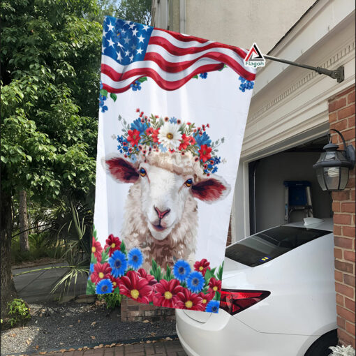 Sheep America 4th July Flag, Sheep Patriotic Happy Independence Day Flag