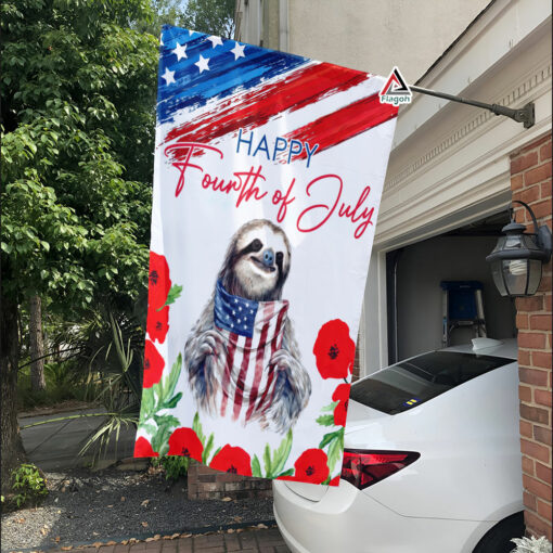 Sloth Patriotic 4th Of July American Flag, Sloth Happy Independence Day Flag