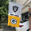 Las Vegas Raiders vs Green Bay Packers House Divided Flag, NFL House Divided Flag