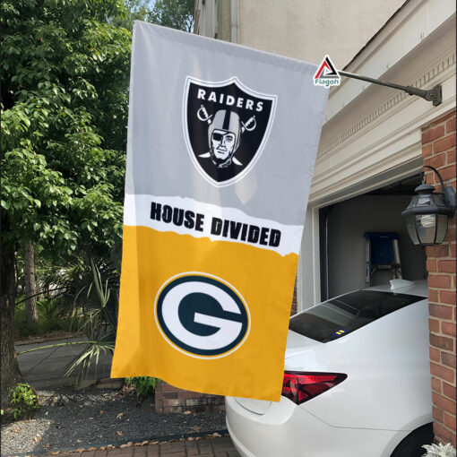 Raiders vs Packers House Divided Flag, NFL House Divided Flag