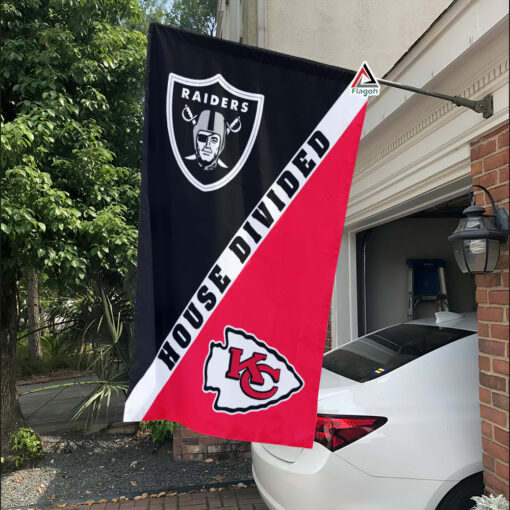 Raiders vs Chiefs House Divided Flag, NFL House Divided Flag