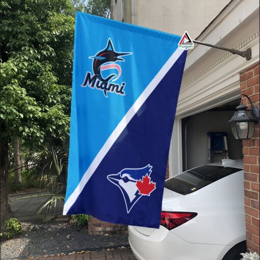 Marlins vs Blue Jays House Divided Flag, MLB House Divided Flag